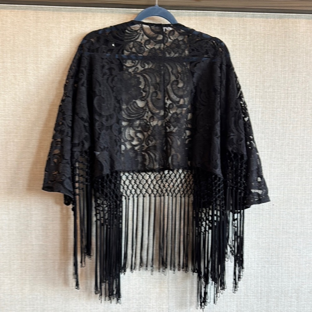 Black NWOT Lace Fringe Jacket - Picture 6 of 6